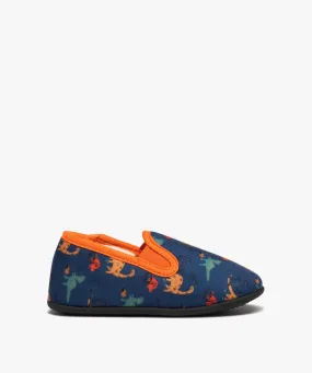 chaussons garcon a motifs dinosaures bleu