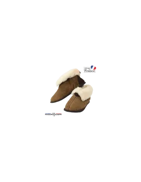 Chaussons mouton Savoie Tannage végétal MADE IN FRANCE Taille 24 Coloris pantoufles Taupe